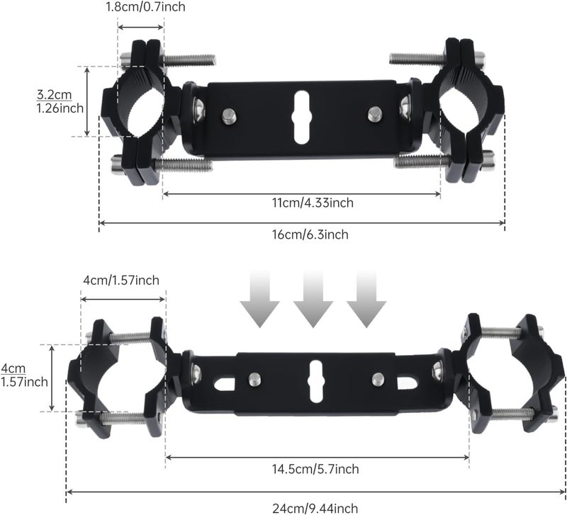 Windance Multi Functional Spotlight Mounting Bracket Fender Bracket Adjustable Fork Light Clamp Expansion Mounting Holder for Motorcycle Scooter E-Bike ATV Dirt Pit Bike (S(0.71-1.46 inch)) - Image 2